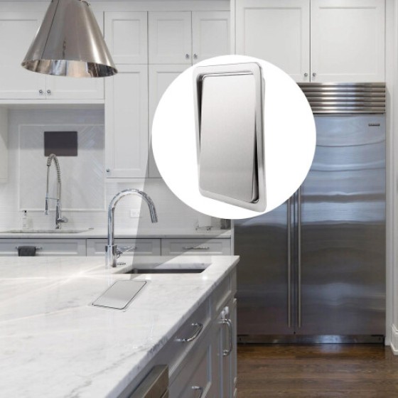 Penutup Tempat Sampah Stainless Steel, Penutup Tempat Sampah Flip-Top, Penutup Tempat Sampah Flip-Top Berayun Seimbang Tertanam